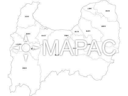 富山県の白地図 - 文字入り