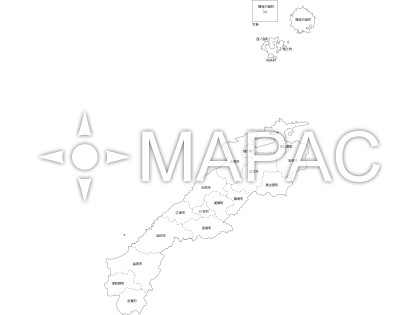 島根県の白地図 - 文字入り