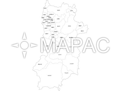 奈良県の白地図 - 文字入り