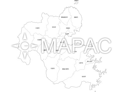 大分県の白地図 - 文字入り