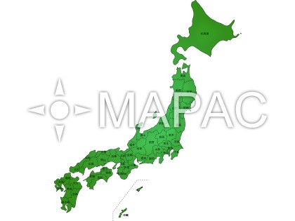 日本地図 カラーマップ - 文字入り