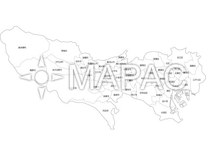 東京都の白地図 文字入り ダウンロード 地図の無料素材 地図ac