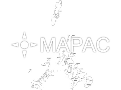 長崎県の白地図 - 文字入り