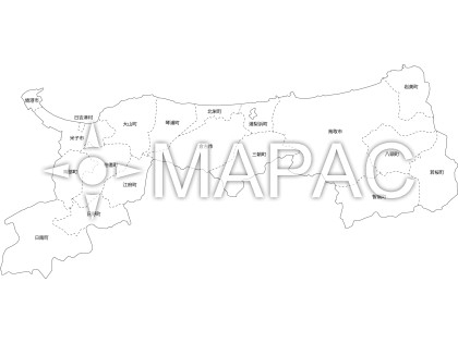 鳥取県の白地図 - 文字入り